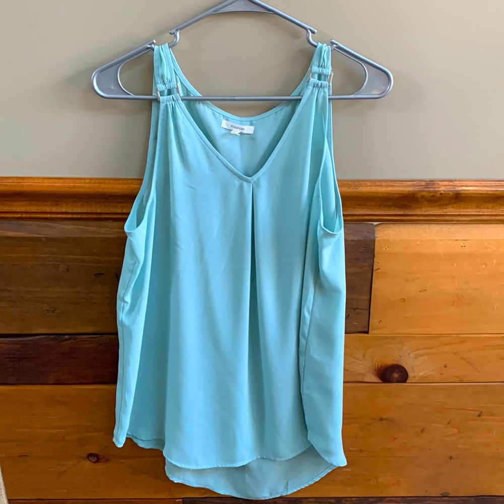 Light blue tank top blouse.